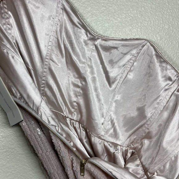 French Connection Spicey Sequin Strapless Mini Dress Grey/Pink Spicy Size 8 - Picture 10 of 12